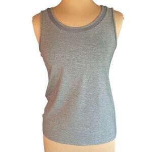 Talbots Gray Knit Tank Top Women M Contrast Neckline Closet Basic Layering Piece